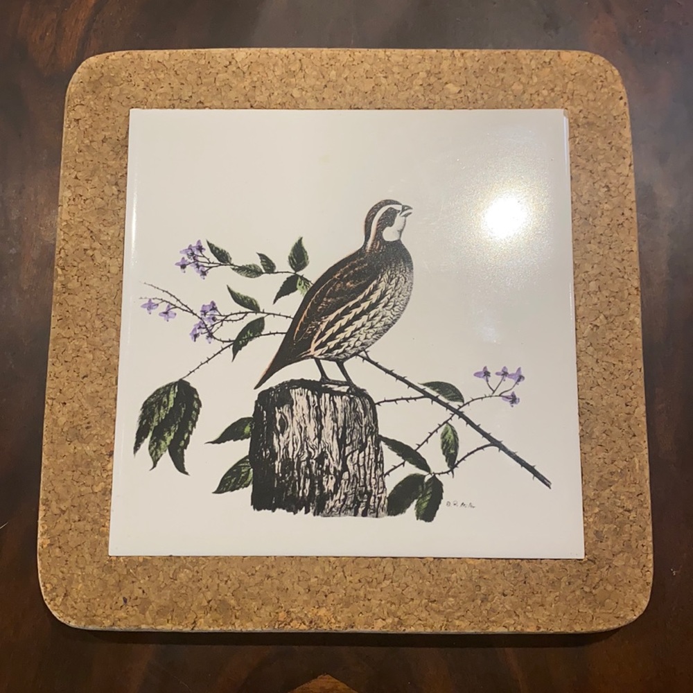 Vintage quail tile from Portugal